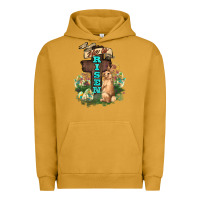 Pigment Peanut Butter He is risen Bunny Cross Easter Day Urban Hoodie - HowdyJamesFarm