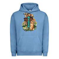 Pigment Pebble Blue He is risen Bunny Cross Easter Day Urban Hoodie - HowdyJamesFarm