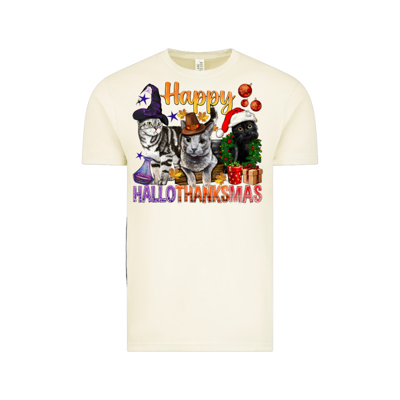 Happy Hallothanksmas Cats Vintage Tee by BundleAndBundleShop | Teevron