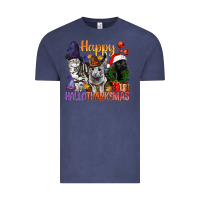 Vintage Denim Happy Hallothanksmas Cats Vintage Tee - BundleAndBundleShop