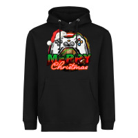 Black Gamer Merry Christmas Heavyweight Hoodie - NancyCooperArtShop