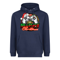 Navy Gamer Merry Christmas Heavyweight Hoodie - NancyCooperArtShop