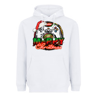 White Gamer Merry Christmas Heavyweight Hoodie - NancyCooperArtShop