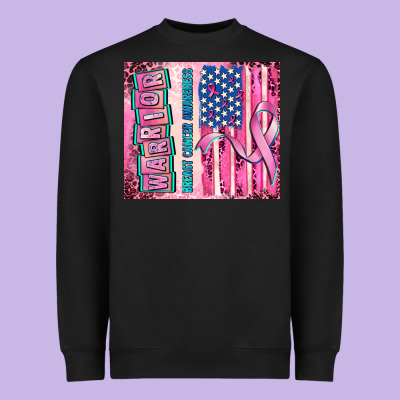 Warrior Breast Cancer And American Flag Heavyweight Sweatshirt Designed By Adodesignshop