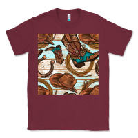 Burgundy cowboy western seamless pattern Classic Tee - BundleAndBundleShop