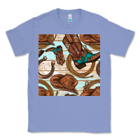 Colony Blue cowboy western seamless pattern Classic Tee - BundleAndBundleShop