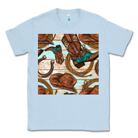 Dusty Blue cowboy western seamless pattern Classic Tee - BundleAndBundleShop