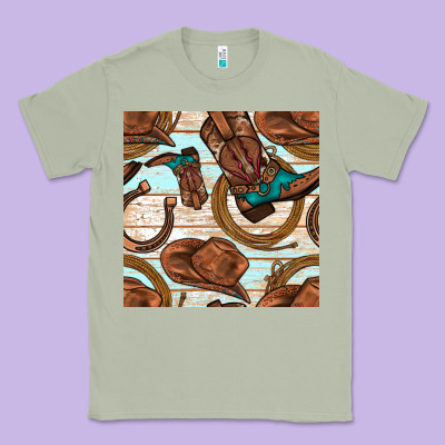 Cowboy Western Seamless Pattern Classic Tee Designed By Bundleandbundleshop