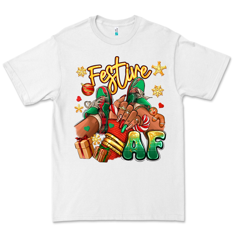 Festive Af Christmas Black Girl Sneakers Premium Tee by RanaPortraitStore | Teevron