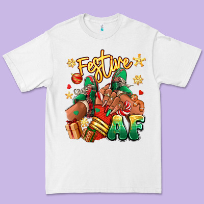 Premium Tee Festive af Christmas black girl sneakers