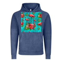Vintage Denim flamingo seamless pattern Vintage Hoodie - HRA Design Shop
