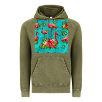 Vintage Olive flamingo seamless pattern Vintage Hoodie - HRA Design Shop
