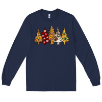 Navy leopard christmas trees Long Sleeve Tee - AdoDesignShop