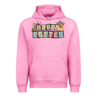 Fuchsia Pink Happy Easter plate letters Easter Day Urban Hoodie - HowdyJamesFarm