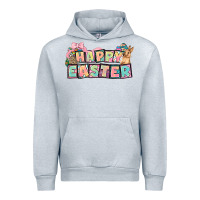 Heather Grey Happy Easter plate letters Easter Day Urban Hoodie - HowdyJamesFarm
