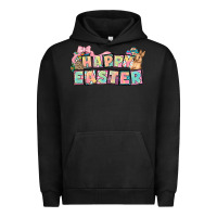 Pigment Black Happy Easter plate letters Easter Day Urban Hoodie - HowdyJamesFarm