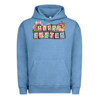 Pigment Pebble Blue Happy Easter plate letters Easter Day Urban Hoodie - HowdyJamesFarm