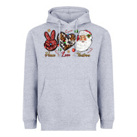 Heather Grey Peace love Christmas Heavyweight Hoodie - NancyCooperArtShop