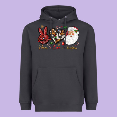 Peace Love Christmas Heavyweight Hoodie Designed By Nancycooperartshop
