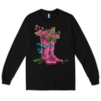 Black valentines day western boots and roses Long Sleeve Tee - AdoDesignShop