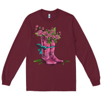 Burgundy valentines day western boots and roses Long Sleeve Tee - AdoDesignShop