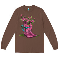 Chestnut valentines day western boots and roses Long Sleeve Tee - AdoDesignShop