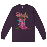 Plum valentines day western boots and roses Long Sleeve Tee - AdoDesignShop