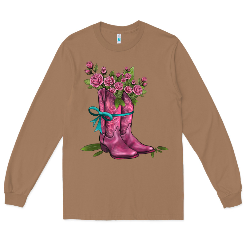 Valentines Day Western Boots And Roses Long Sleeve Tee by AdoDesignShop | Teevron
