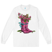 White valentines day western boots and roses Long Sleeve Tee - AdoDesignShop