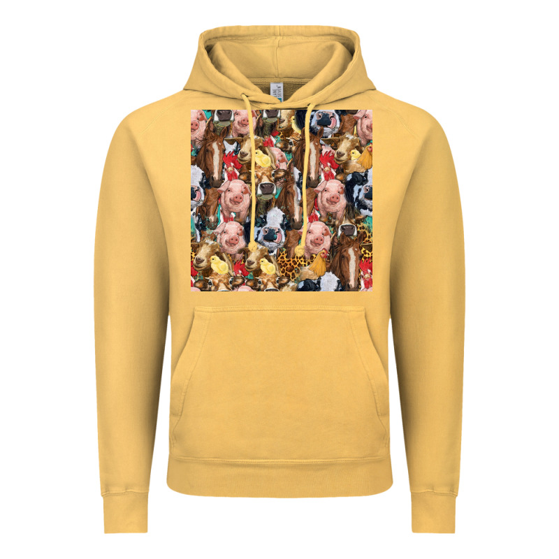 Western Farm Animals Seamless Pattern Vintage Hoodie by HRA Design Shop | Teevron
