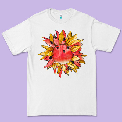Watermelon Sunflower Premium Tee Designed By Barkaloodesign