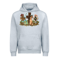 Heather Grey Western rabbit bunny with crosses Easter Day Urban Hoodie - HowdyJamesFarm