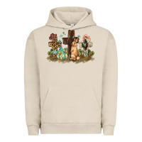 Pigment French Oak Western rabbit bunny with crosses Easter Day Urban Hoodie - HowdyJamesFarm