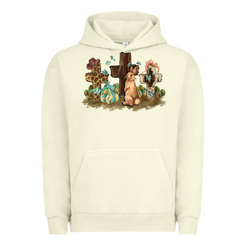 Western Rabbit Bunny With Crosses Easter Day Urban Hoodie by HowdyJamesFarm | Teevron
