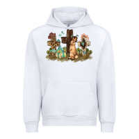 White Western rabbit bunny with crosses Easter Day Urban Hoodie - HowdyJamesFarm