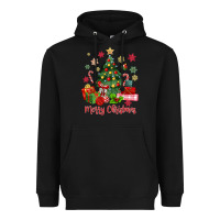 Black merry christmas tree with gift box Heavyweight Hoodie - MaliasSmallBusiness
