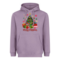 Lavender merry christmas tree with gift box Heavyweight Hoodie - MaliasSmallBusiness