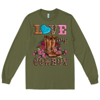 Army Green valentines day love my cowboy Long Sleeve Tee - AdoDesignShop