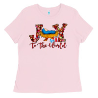 Bubblegum Pink joy to the world Ladies Tee - AdoDesignShop