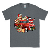 Charcoal Heather christmas tree cake with farm track and santa ado Classic Tee - AdoDesignShop
