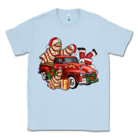 Dusty Blue christmas tree cake with farm track and santa ado Classic Tee - AdoDesignShop