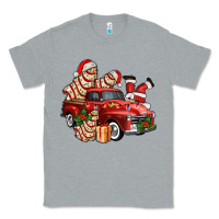 Heather Grey christmas tree cake with farm track and santa ado Classic Tee - AdoDesignShop