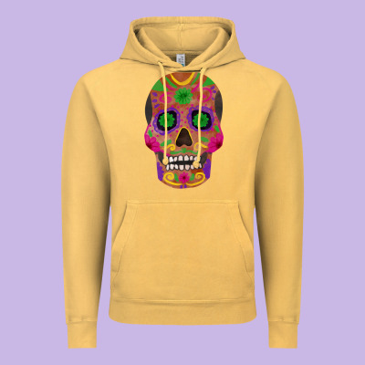 Sugar Skull Vintage Hoodie Designed By Fadigitalartstudio