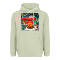 Matcha Merry Christmas with camper van Heavyweight Hoodie - NancyCooperArtShop