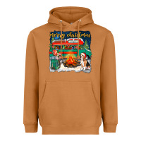 Meerkat Merry Christmas with camper van Heavyweight Hoodie - NancyCooperArtShop