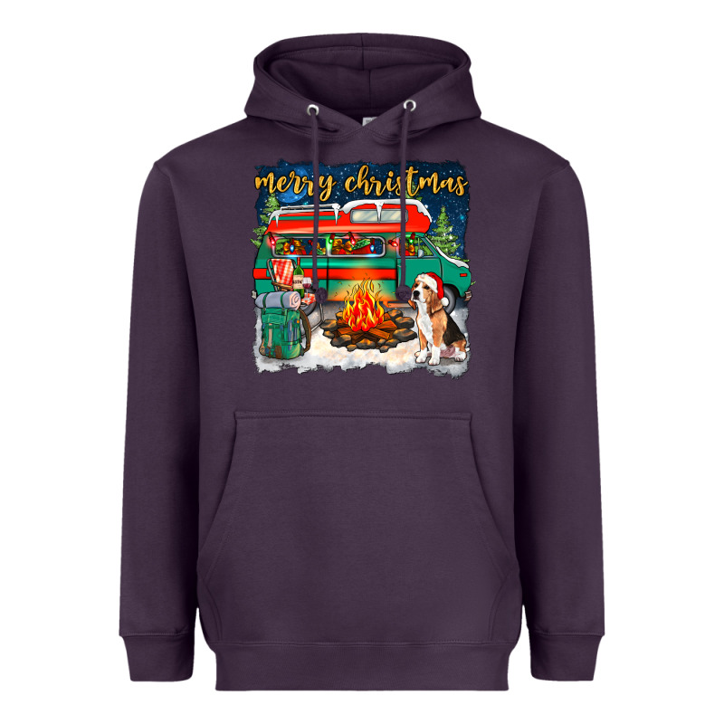 Merry Christmas With Camper Van Heavyweight Hoodie by NancyCooperArtShop | Teevron