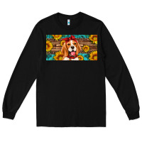 Black beagle with sunflowers license plate Long Sleeve Tee - Artiststas
