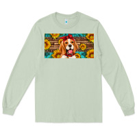 Matcha beagle with sunflowers license plate Long Sleeve Tee - Artiststas