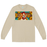 Mushroom beagle with sunflowers license plate Long Sleeve Tee - Artiststas