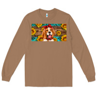 Toasted Coconut beagle with sunflowers license plate Long Sleeve Tee - Artiststas